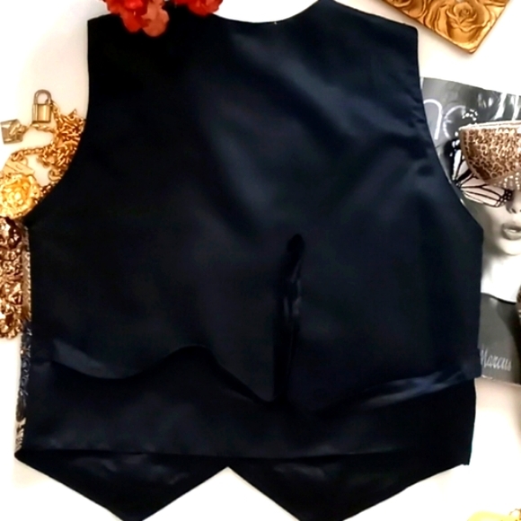 "WESTERN TRIBAL" Vintage "ART to WEAR" Ethnic Beaded Graphics Snap Buttons Vest - Picture 11 of 13